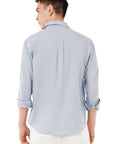 Sky Blue Embroidery Relaxed Fit Shirt