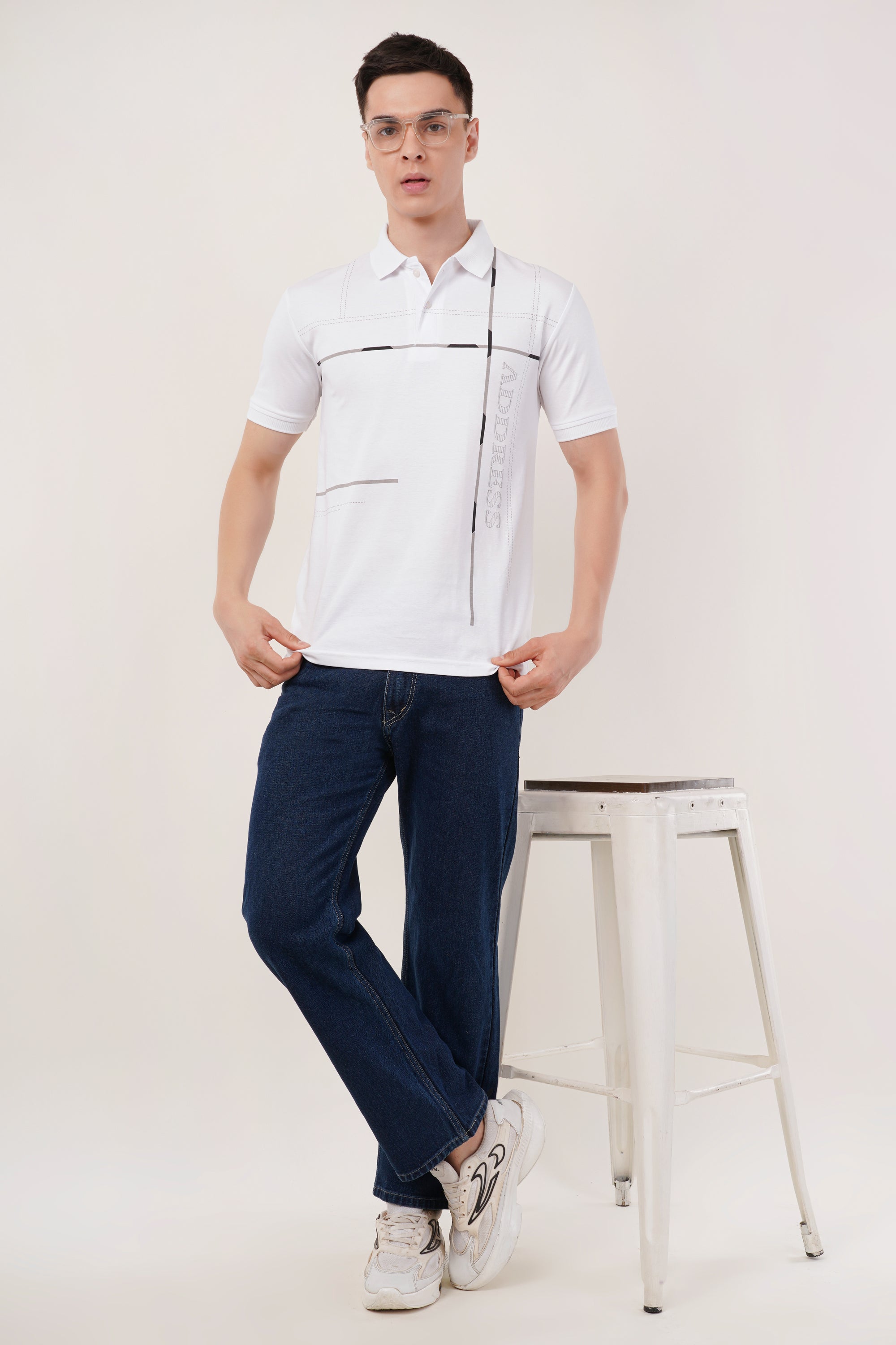 Polo T shirt White-Regular Fit
