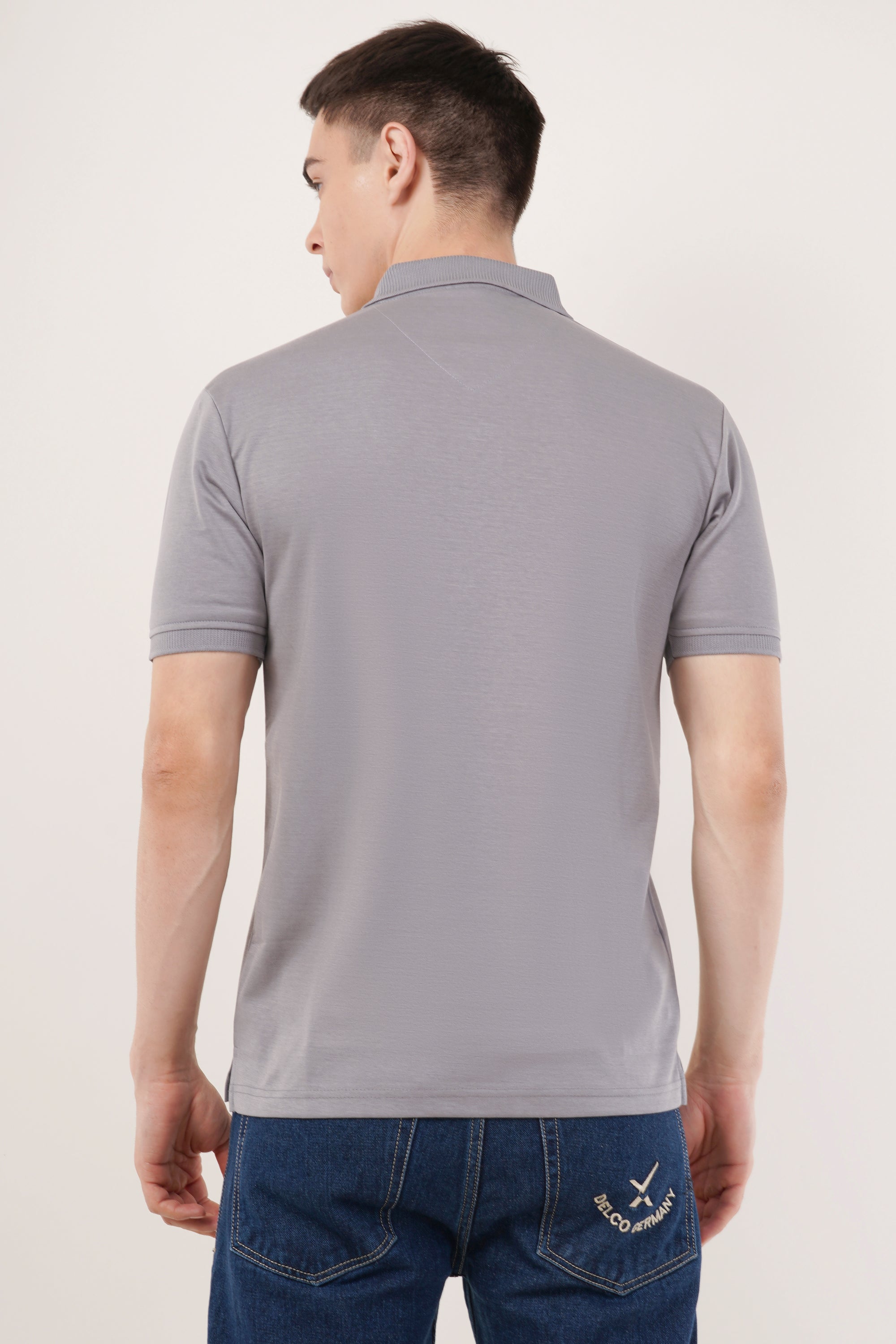 Grey Regular Fit Polo T-Shirt