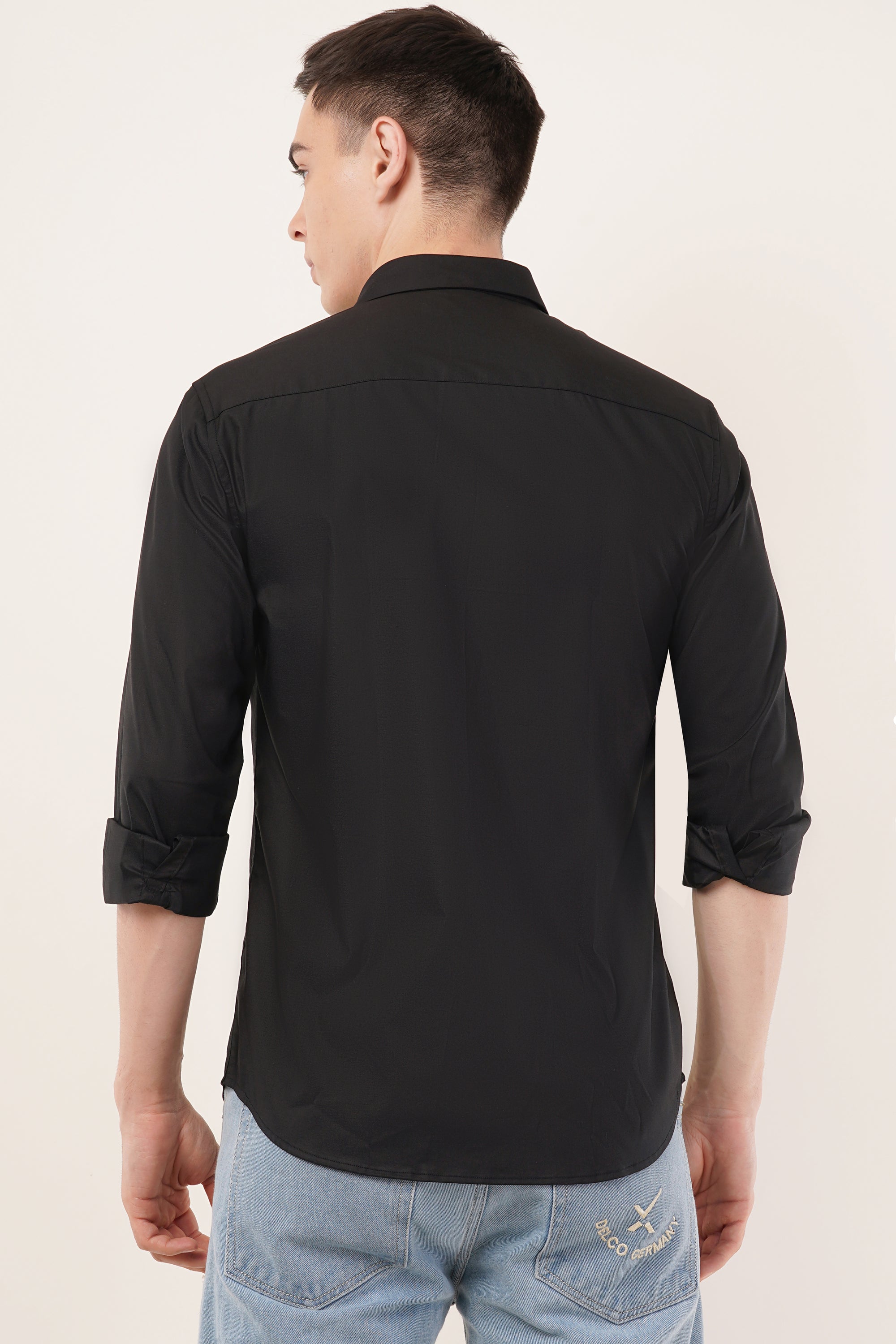 Slim Fit Black Foil Printed Shirt