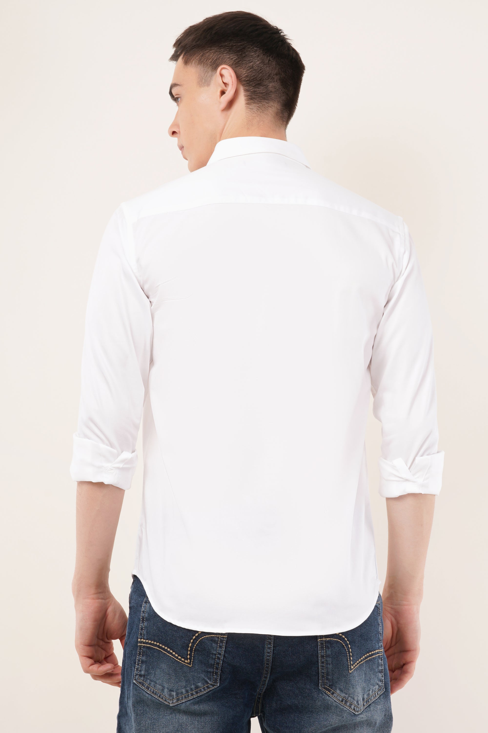 White Embellished Slim Fit Shirt