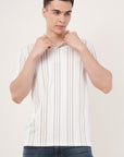 Long Stripe White Polo T-Shirt