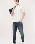 Long Stripe White Polo T-Shirt