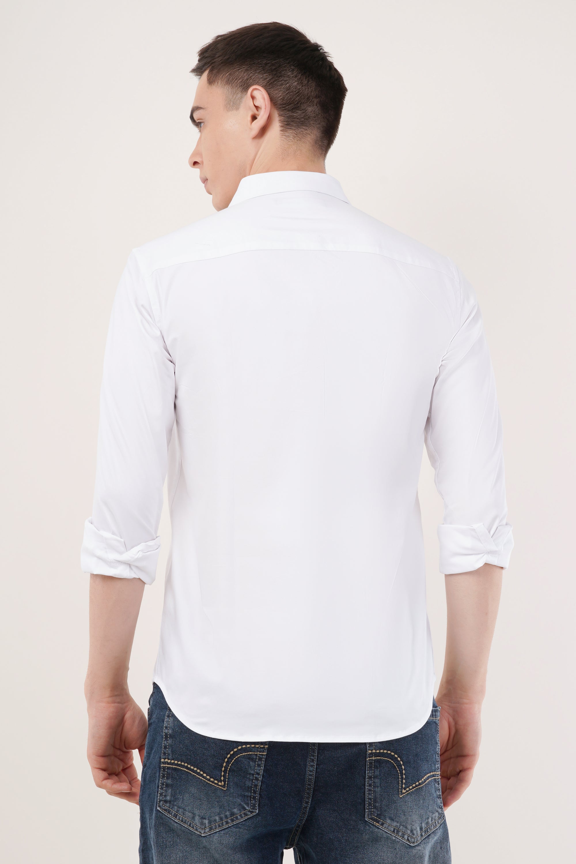 Slim Fit White Foil Printed Shirt