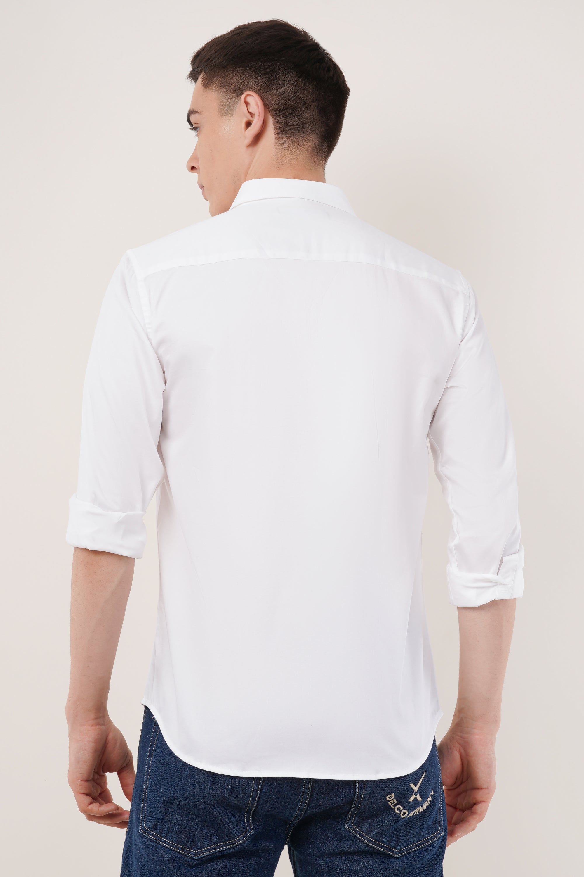 Slim Fit White Full Sleeve Shirt