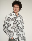 White Printed Relaxed Fit Full Sleeve Shirt