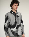 Gray Printed Relaxed Fit Full Sleeve Shirt