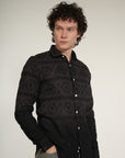Jet Grey Printed Tapered Fit Full Sleeve Shirt