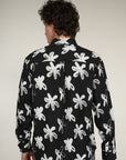 Black Printed Relaxed Fit Full Sleeve Shirt
