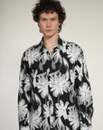 Black Floral Printed Relaxed Fit Full Sleeve Shirt