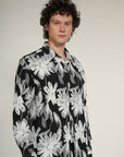 Black Floral Printed Relaxed Fit Full Sleeve Shirt