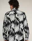 Black Floral Printed Relaxed Fit Full Sleeve Shirt