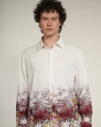 White Printed Relaxed Fit Full Sleeve Shirt
