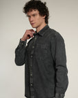 Gray Denim Relaxed Fit Full Sleeve Shirt