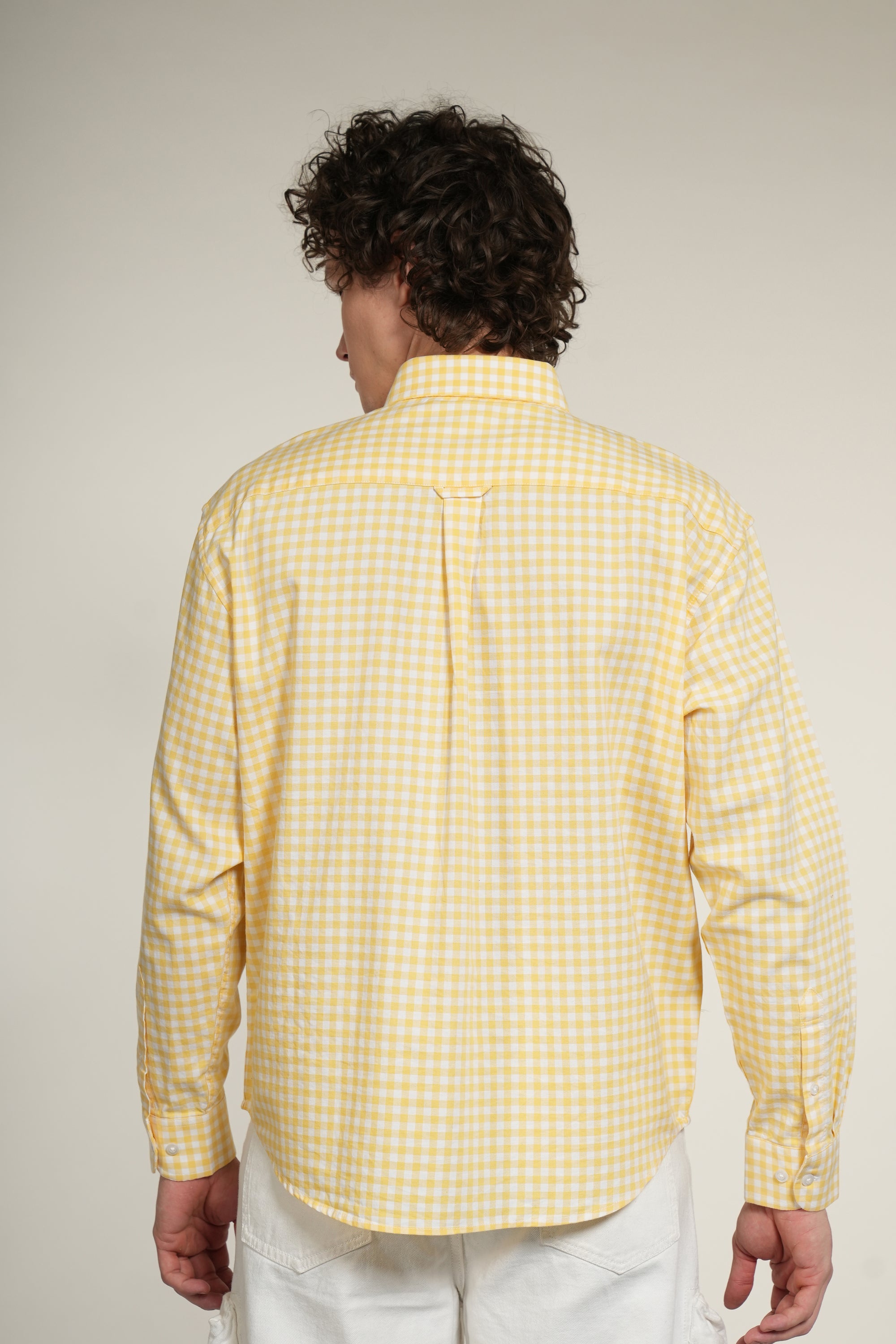 Check Yellow Relaxed Fit Full Sleeve Shirt
