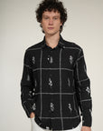Black Printed Relaxed Fit Full Sleeve Shirt