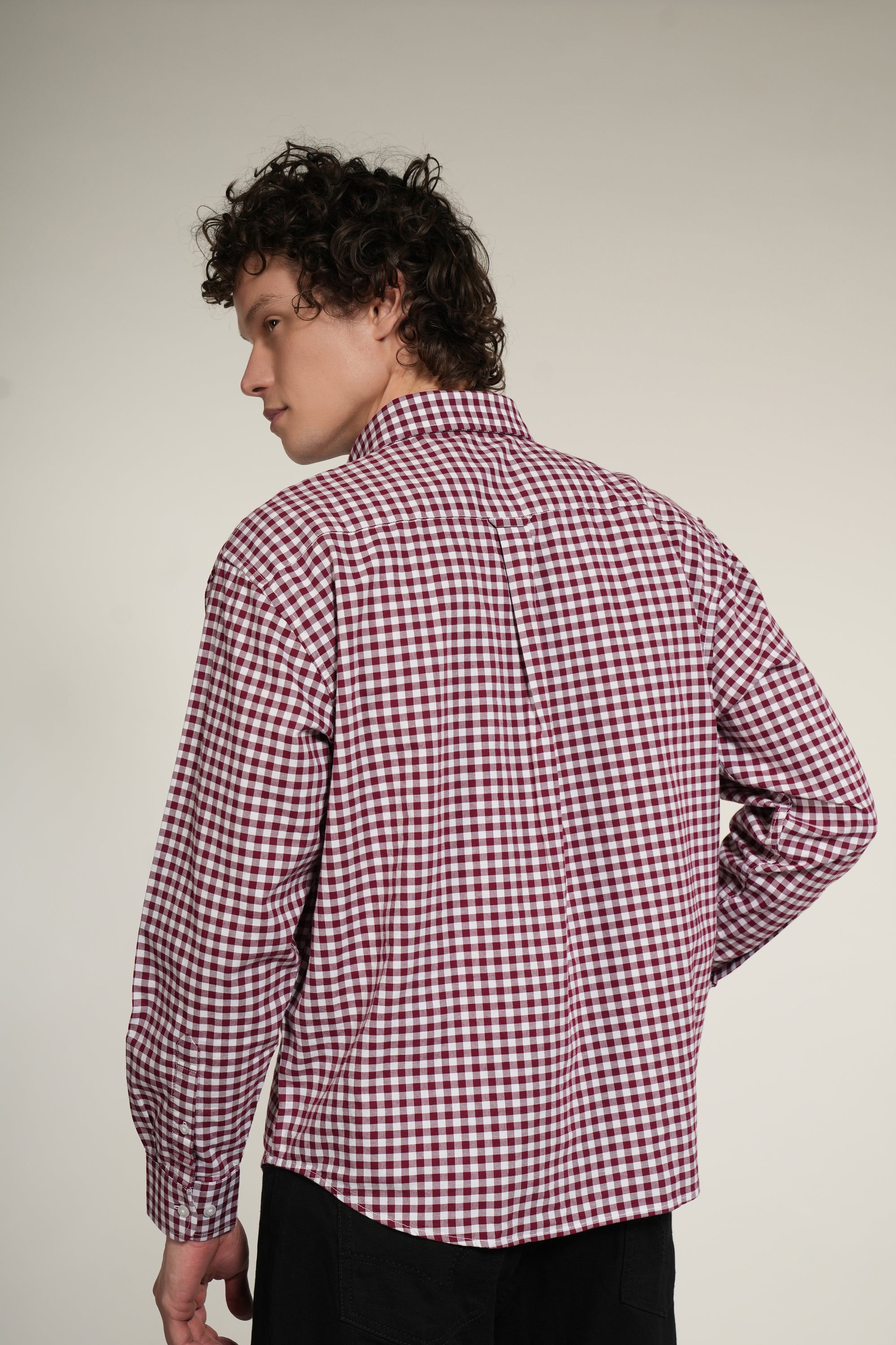 Red Check Relaxed Fit Full Sleeve Shirt
