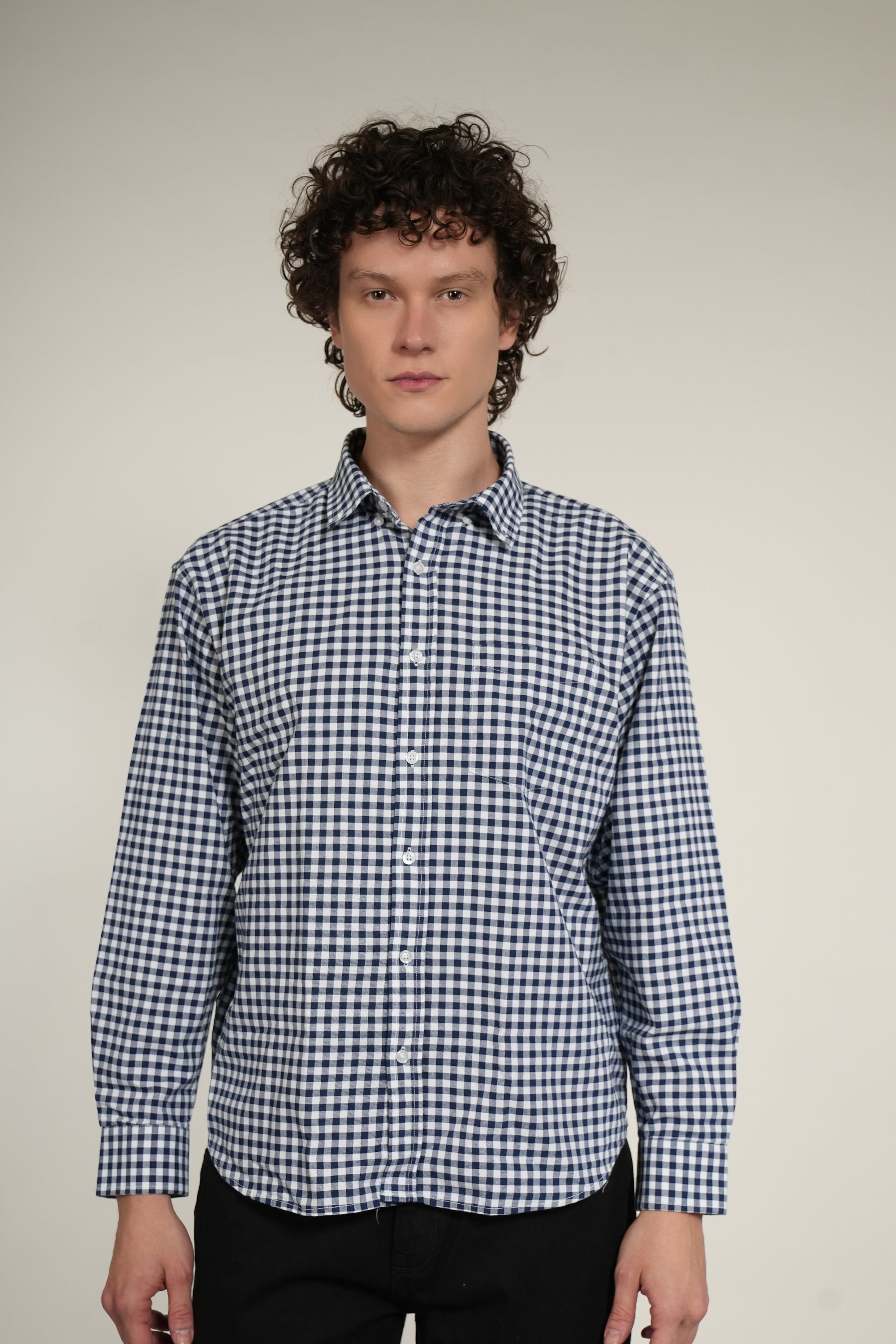Blue Check Relaxed Fit Full Sleeve Shirt