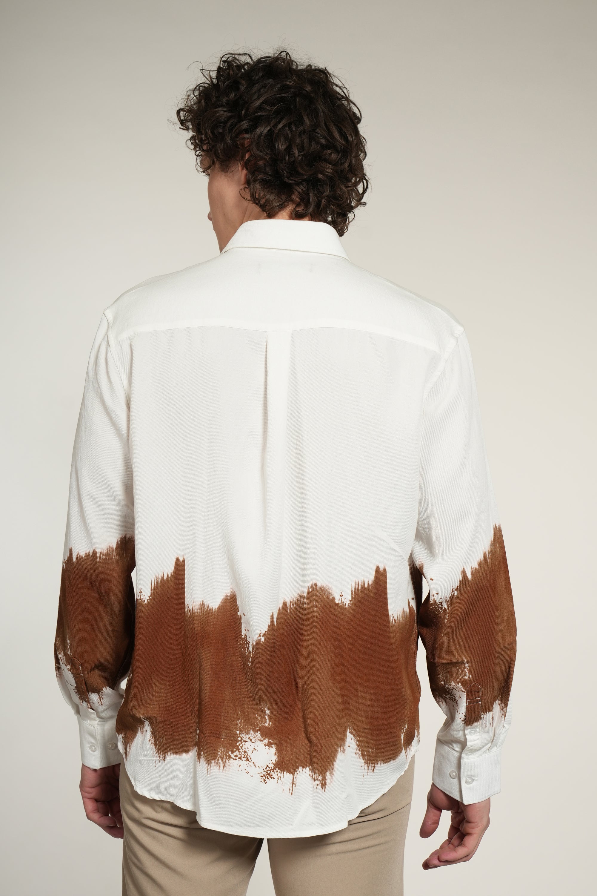 Brown Printed Relaxed Fit Full Sleeve Shirt