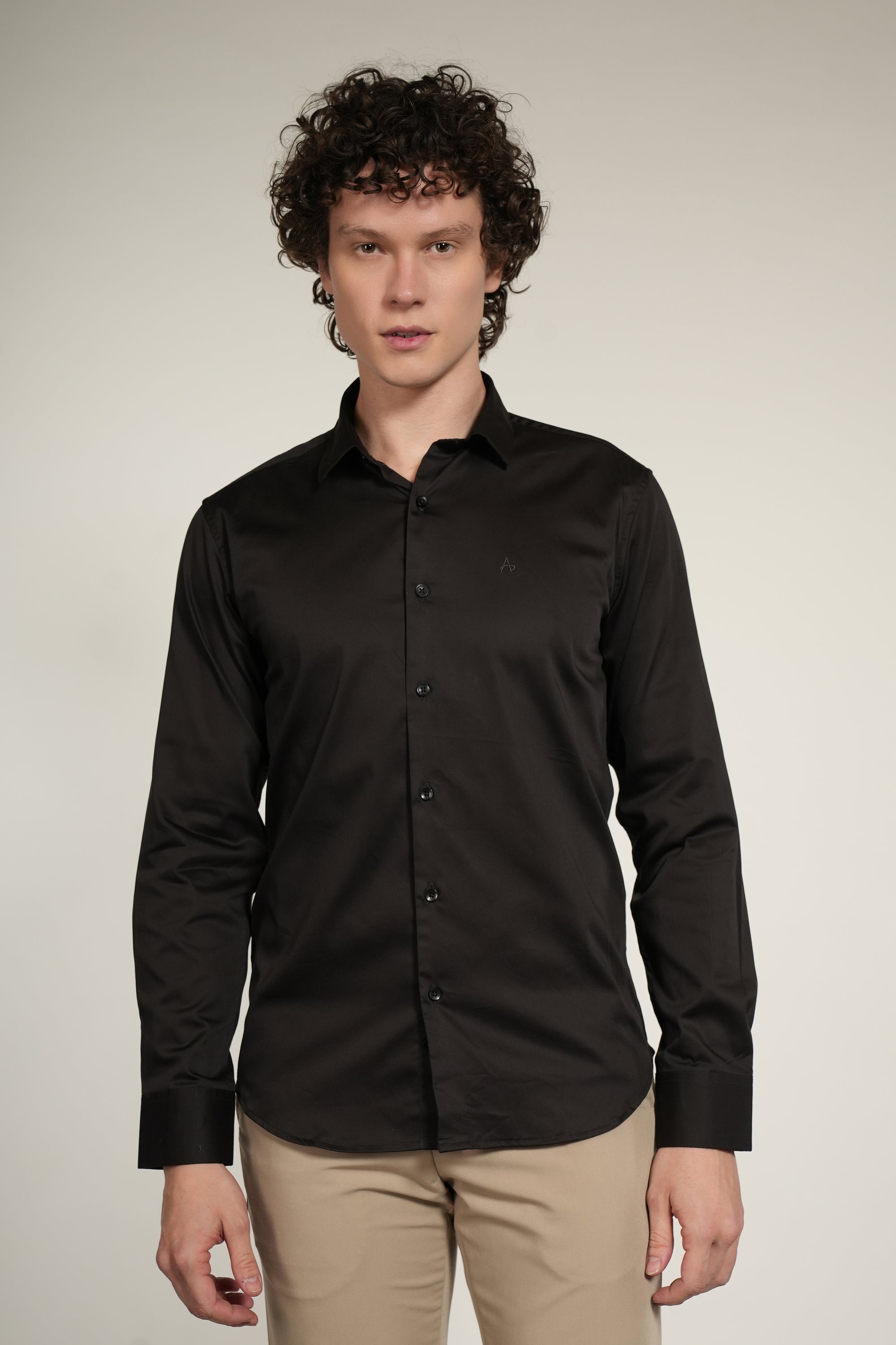 Lycra Dark Brown Slim Fit Full Sleeve Shirt