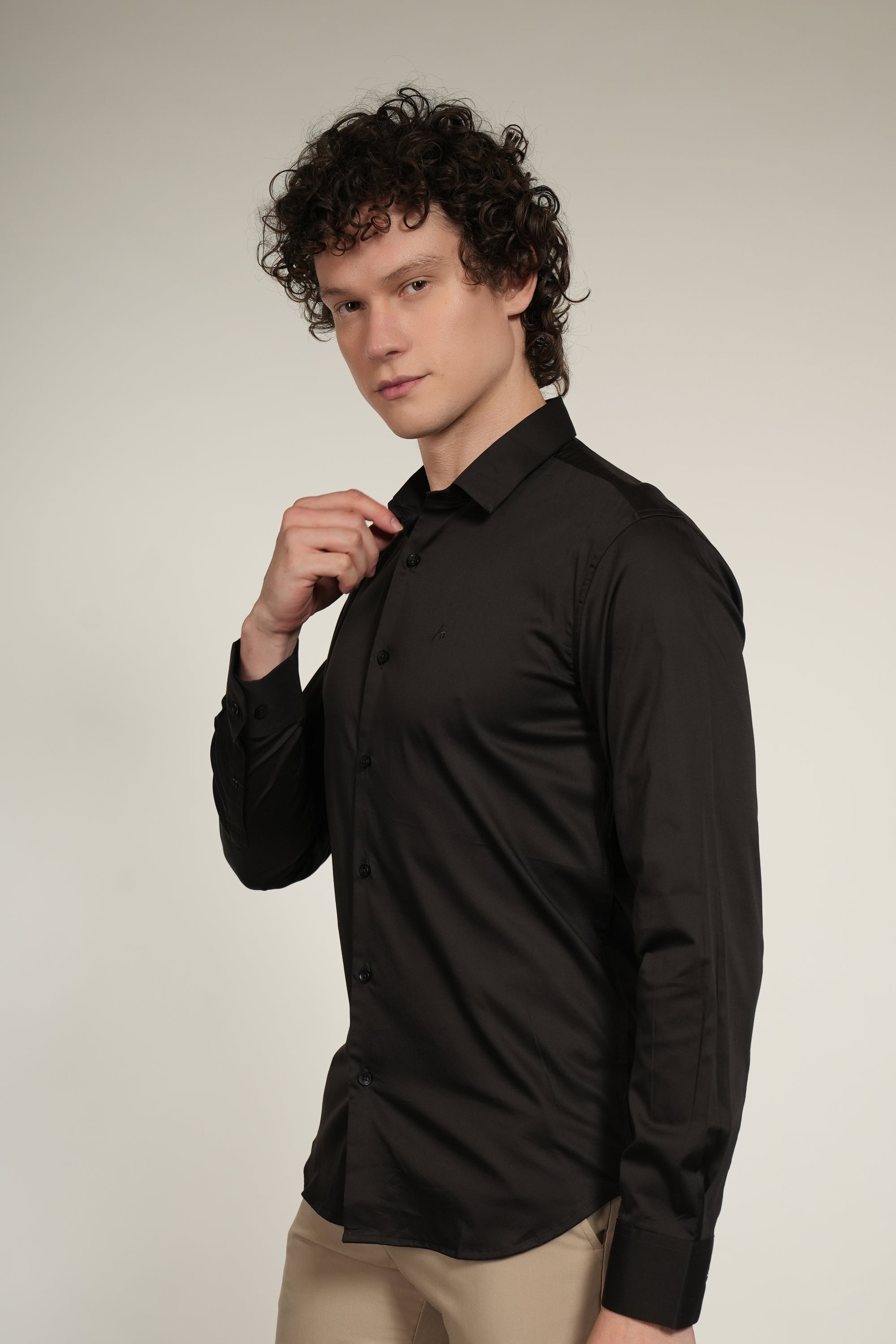 Lycra Dark Brown Slim Fit Full Sleeve Shirt