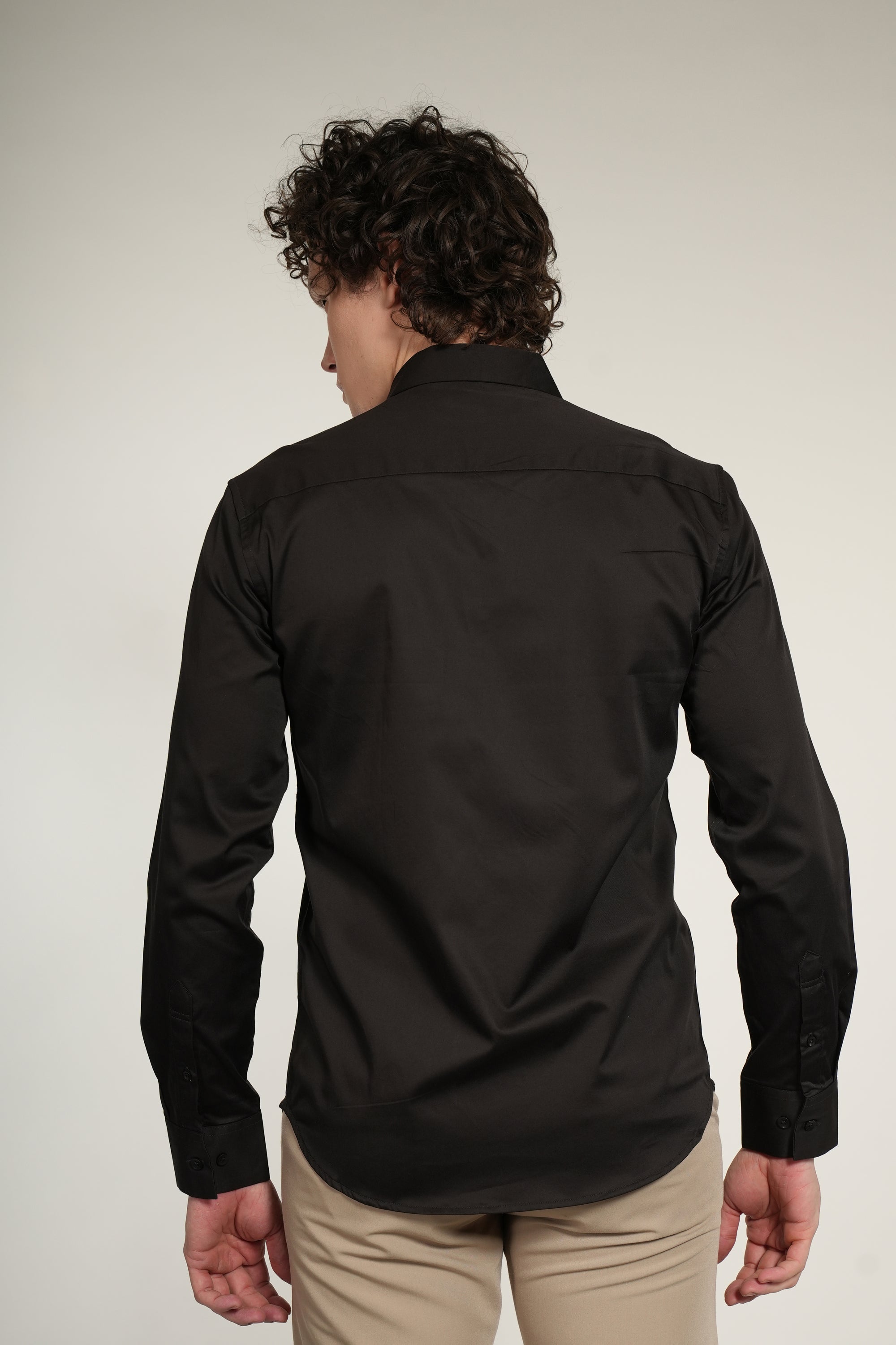 Lycra Dark Brown Slim Fit Full Sleeve Shirt