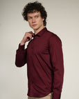 Lycra Maroon Slim Fit Full Sleeve Shirt