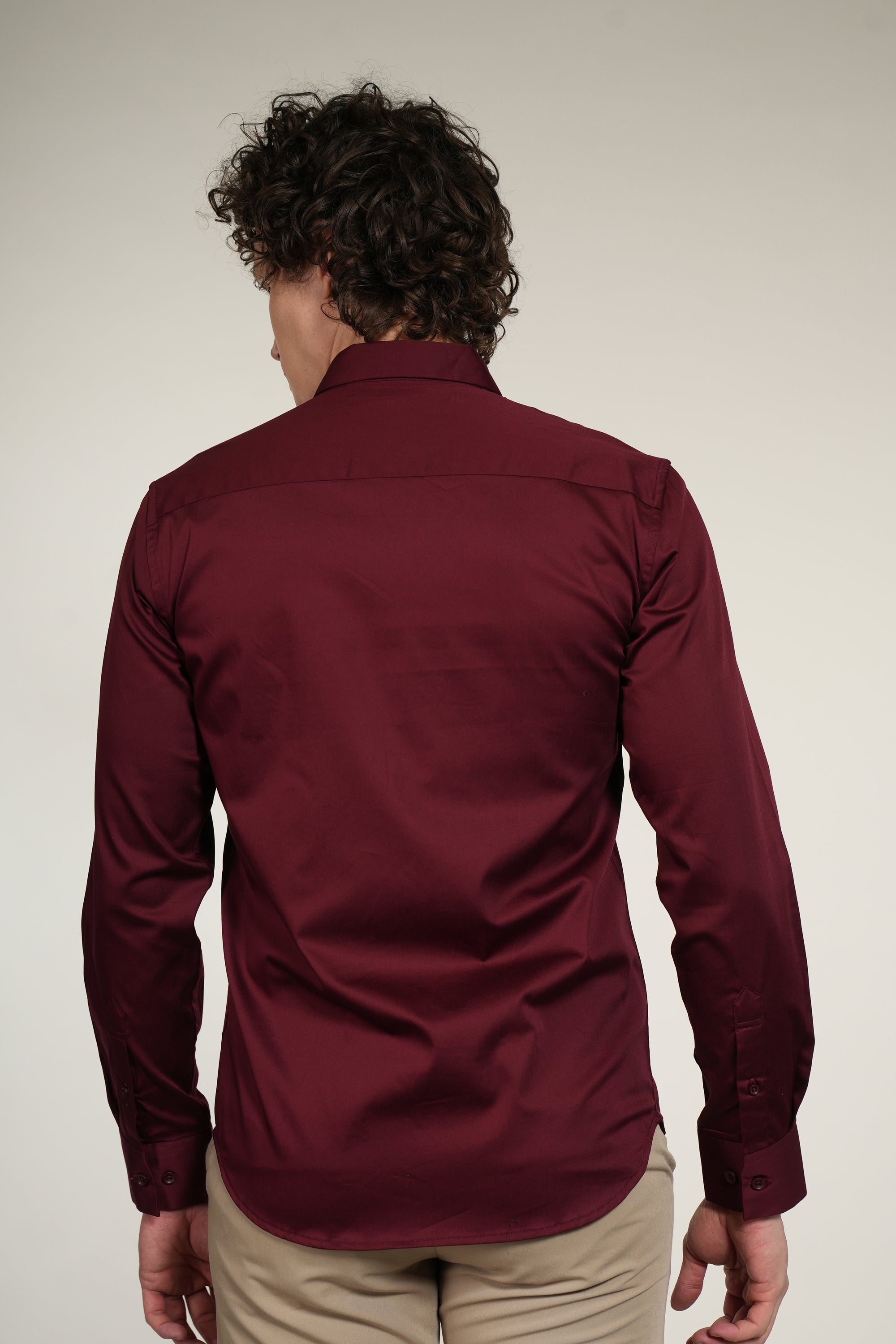 Lycra Maroon Slim Fit Full Sleeve Shirt