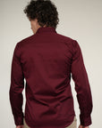 Lycra Maroon Slim Fit Full Sleeve Shirt