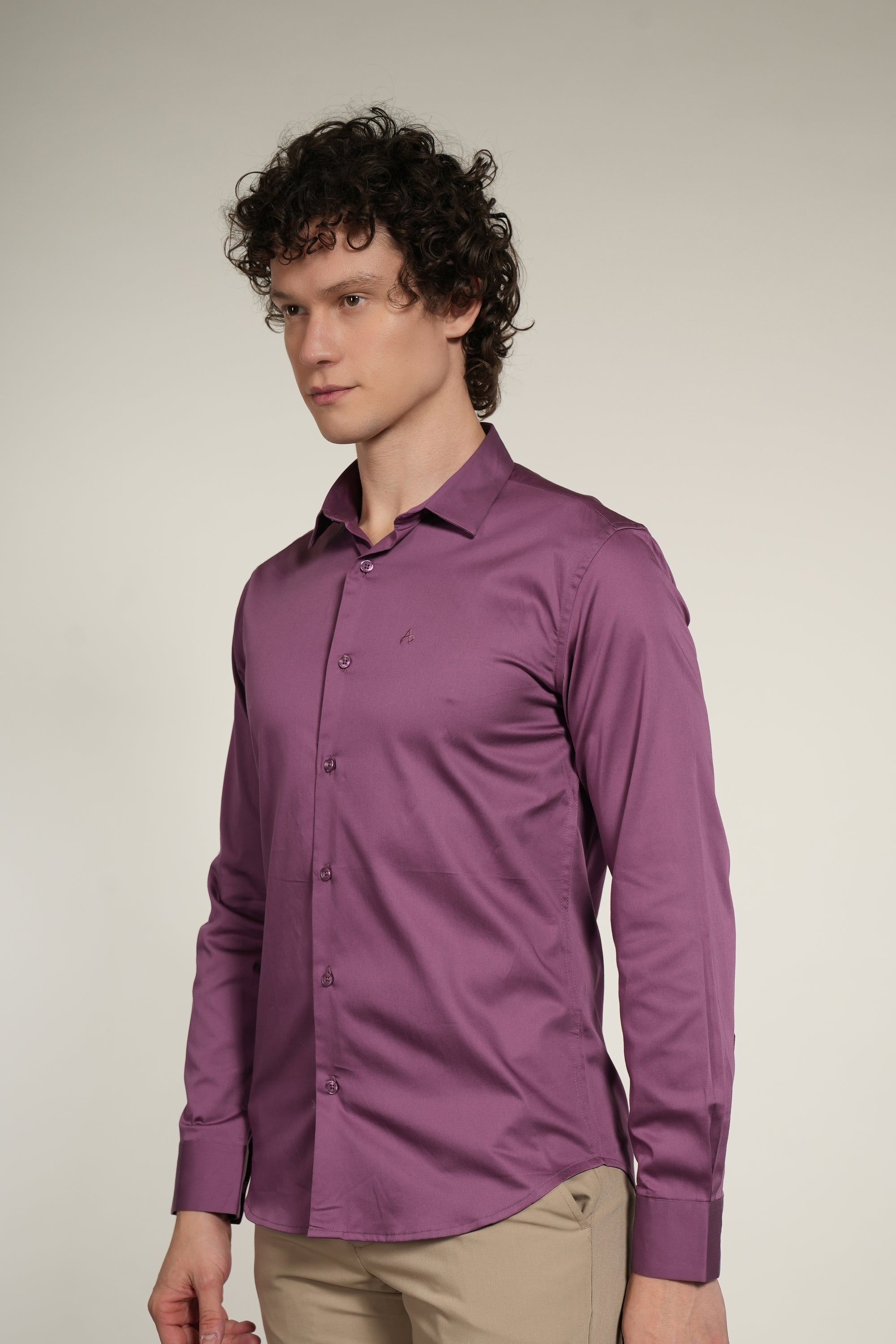 LYCRA Purple Slim Fit Full Sleeve Shirt