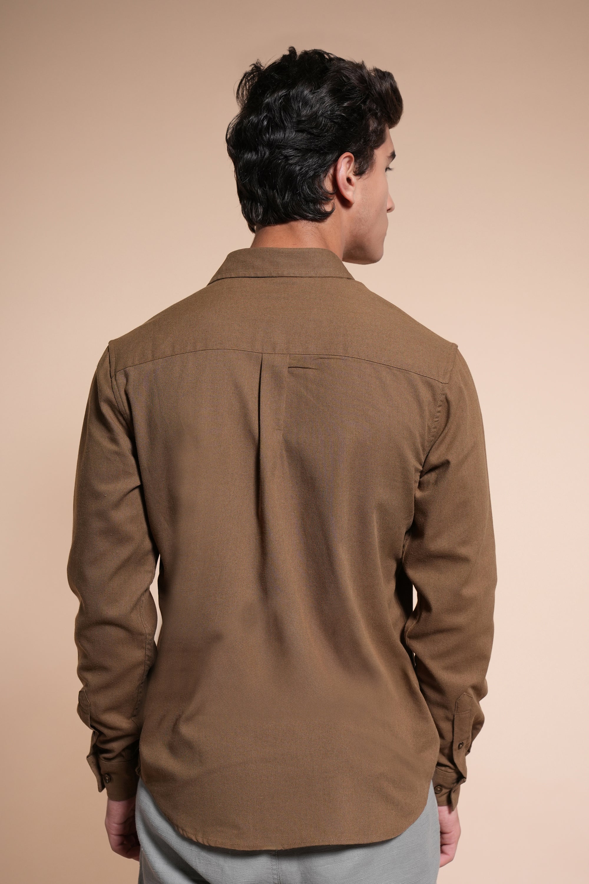 Montgolfier Embroidery Relaxed Fit Shirt-Sap Green