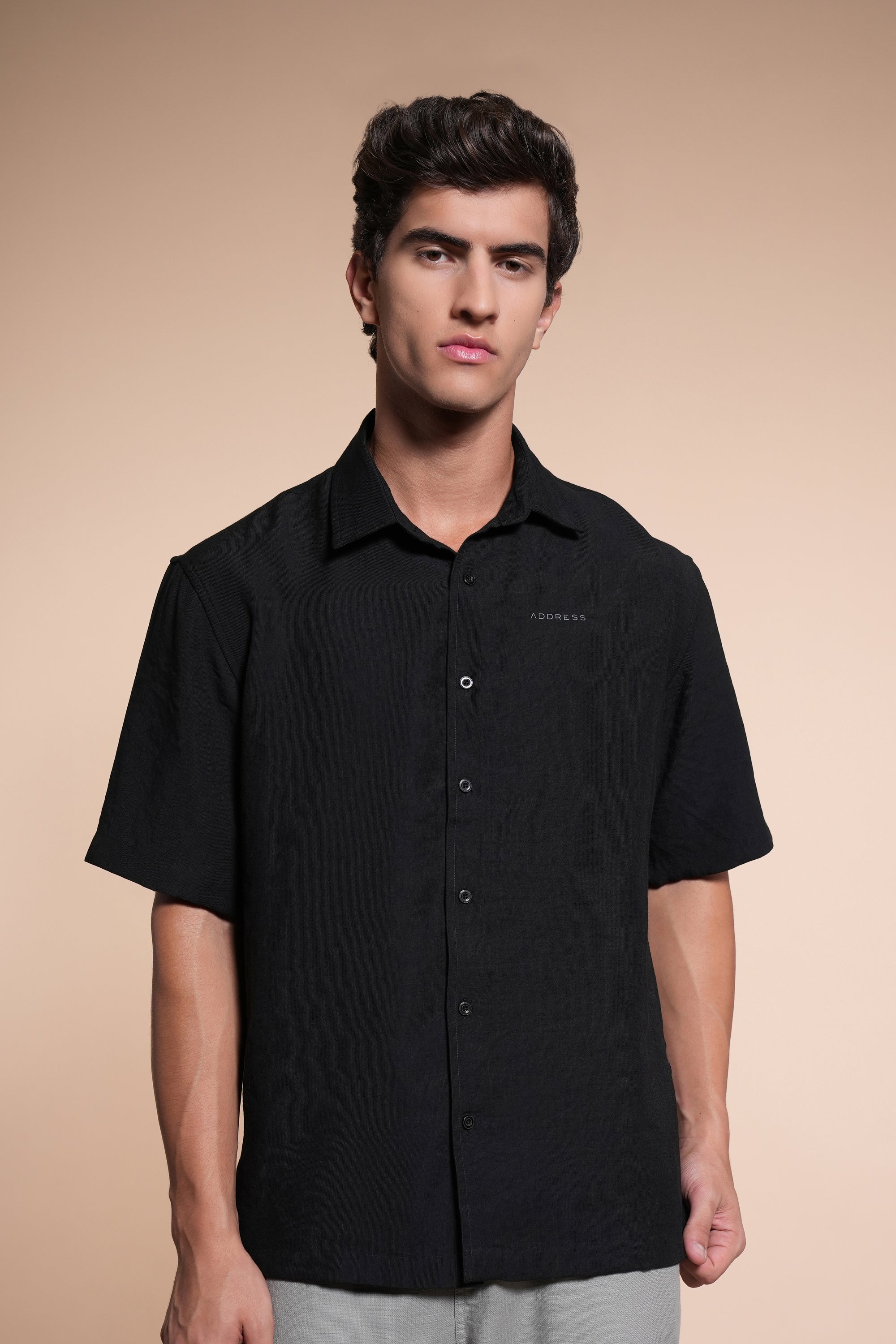 Overhanging Black Cotton Shirt