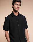 Overhanging Black Cotton Shirt