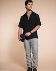 Overhanging Black Cotton Shirt
