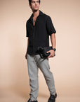 Overhanging Black Cotton Shirt