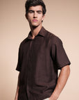 Overhanging Brown Cotton Shirt