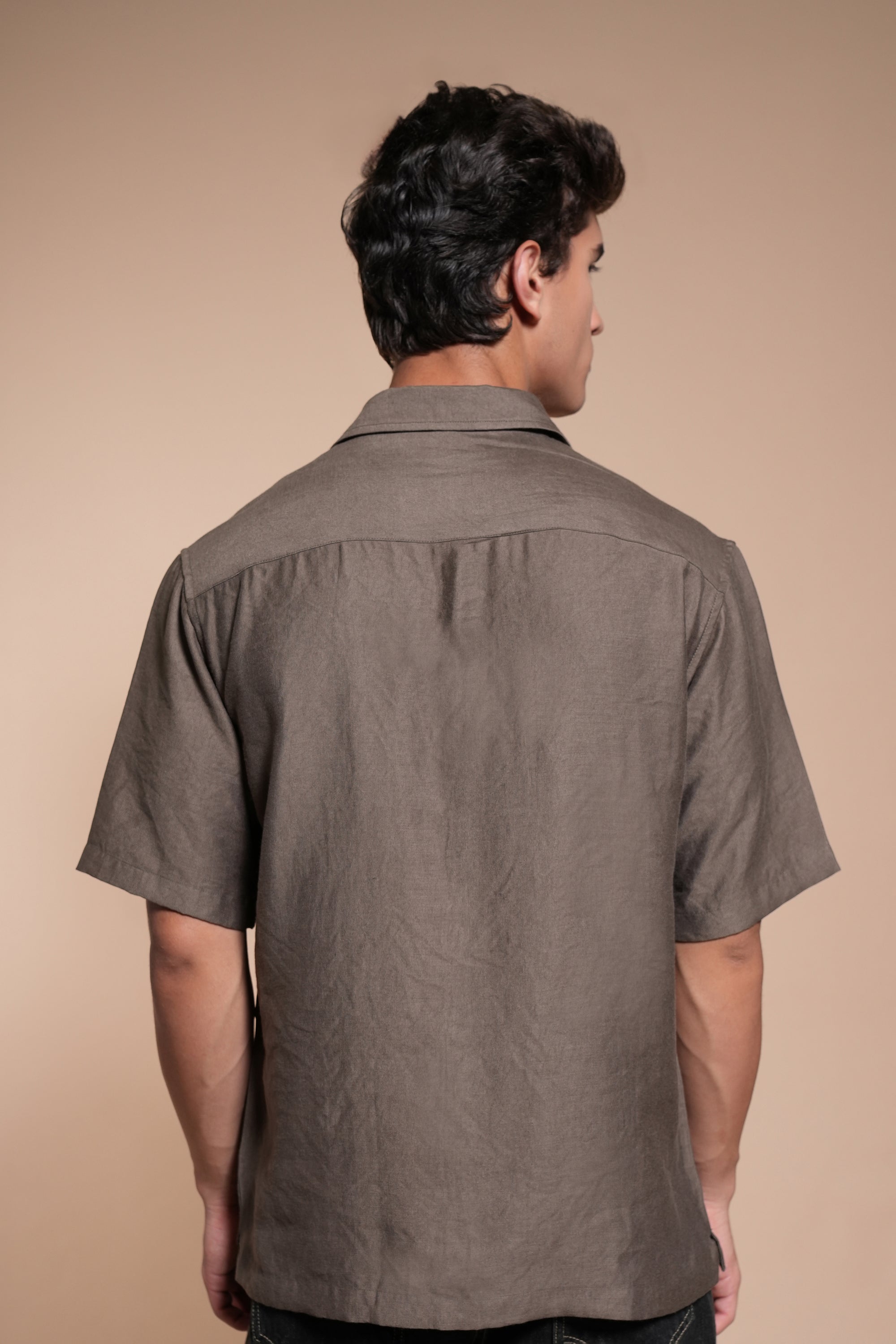 Overhanging Light Brown Cotton Shirt
