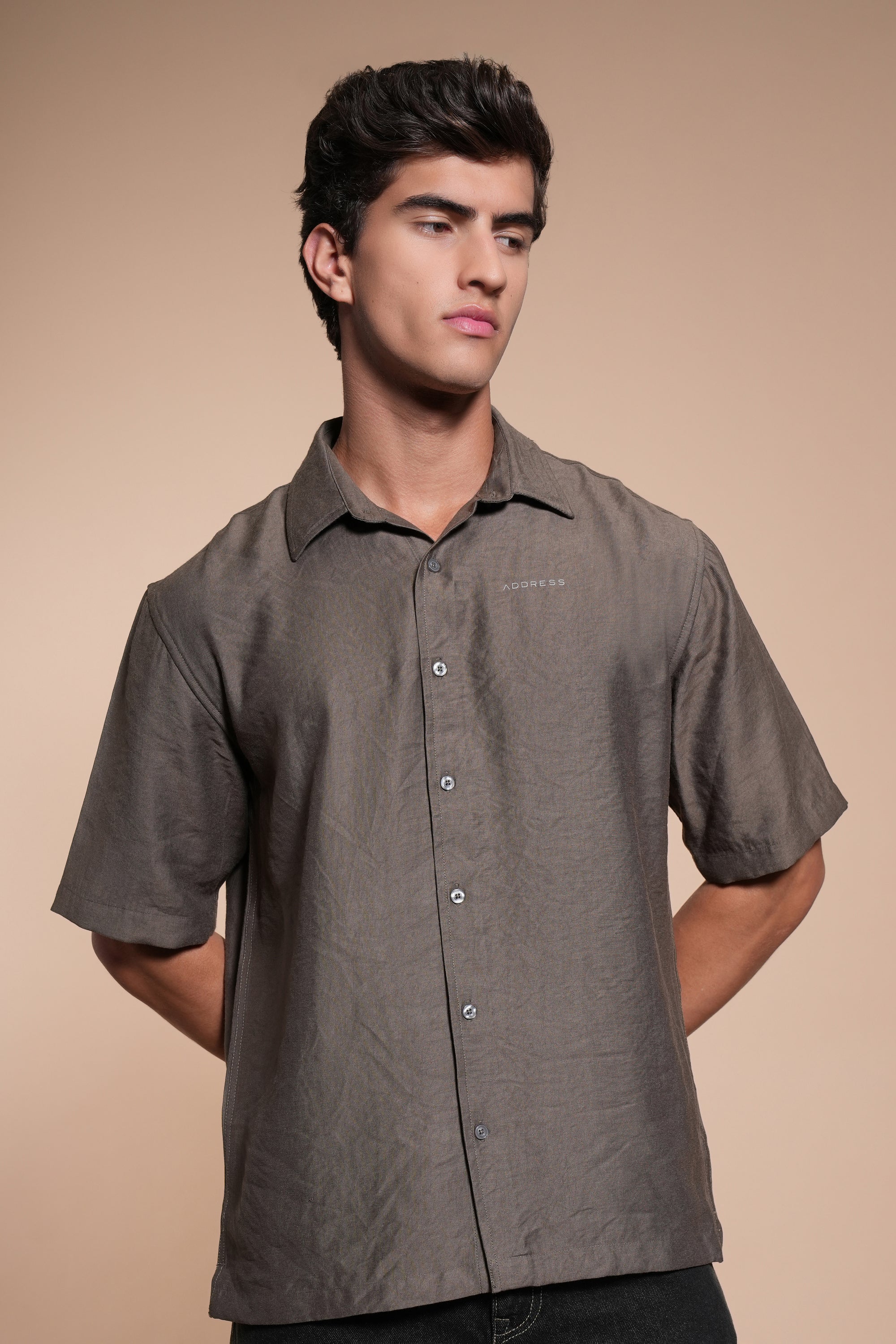 Overhanging Light Brown Cotton Shirt