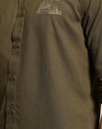 Palm Embroidery Relaxed Fit Olive Green Shirt