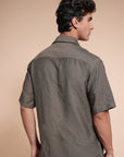 Overhanging Olive Green Cotton Shirt