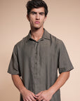 Overhanging Olive Green Cotton Shirt