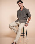 Overhanging Olive Green Cotton Shirt