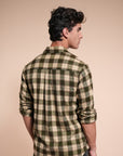 Flannel Relaxed Fit Check Shirt- Forest Green
