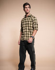 Flannel Relaxed Fit Check Shirt- Forest Green