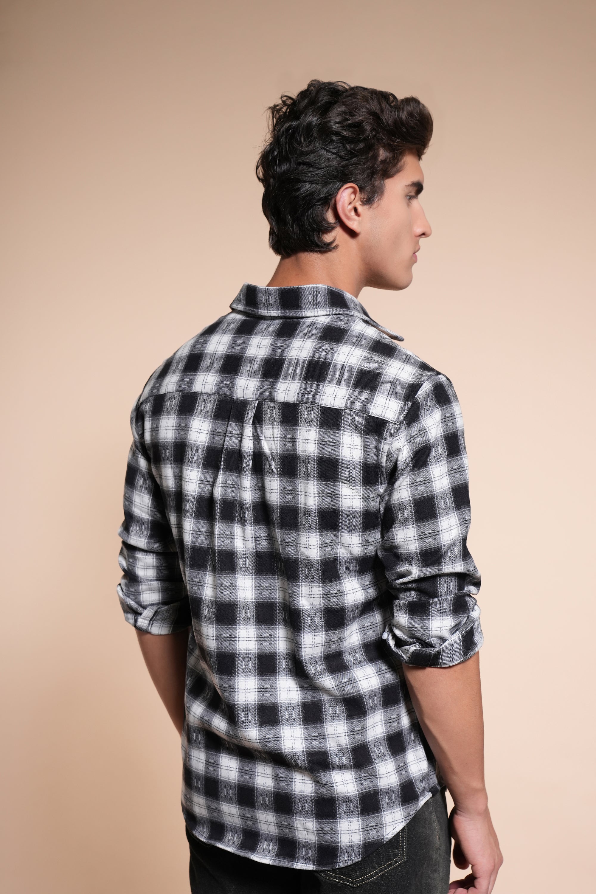 Flannel Relaxed Fit Black Check Shirt