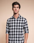 Flannel Relaxed Fit Black Check Shirt