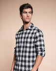Flannel Relaxed Fit Black Check Shirt