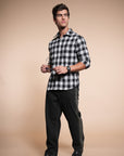 Flannel Relaxed Fit Black Check Shirt
