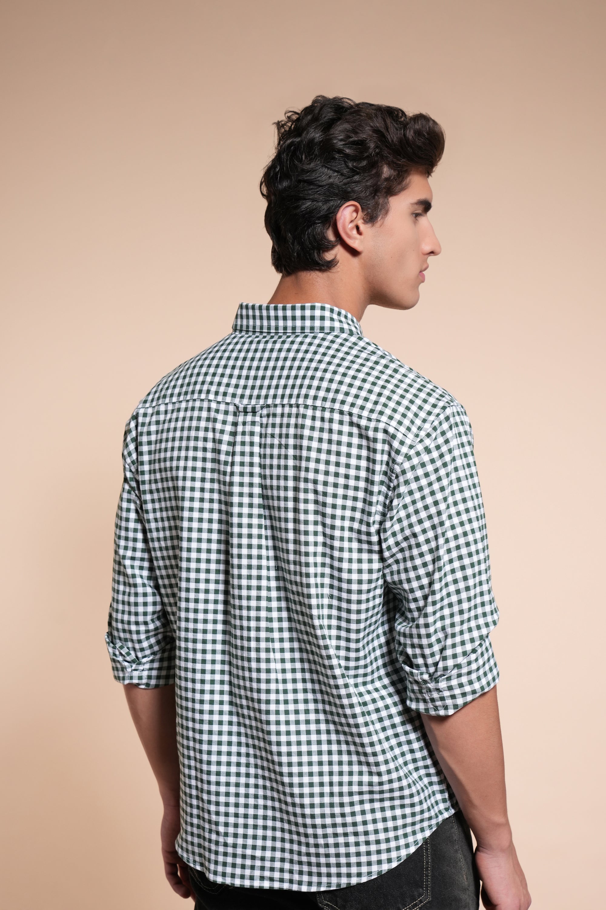 Green Check Relaxed Fit Full Sleeve Shirt