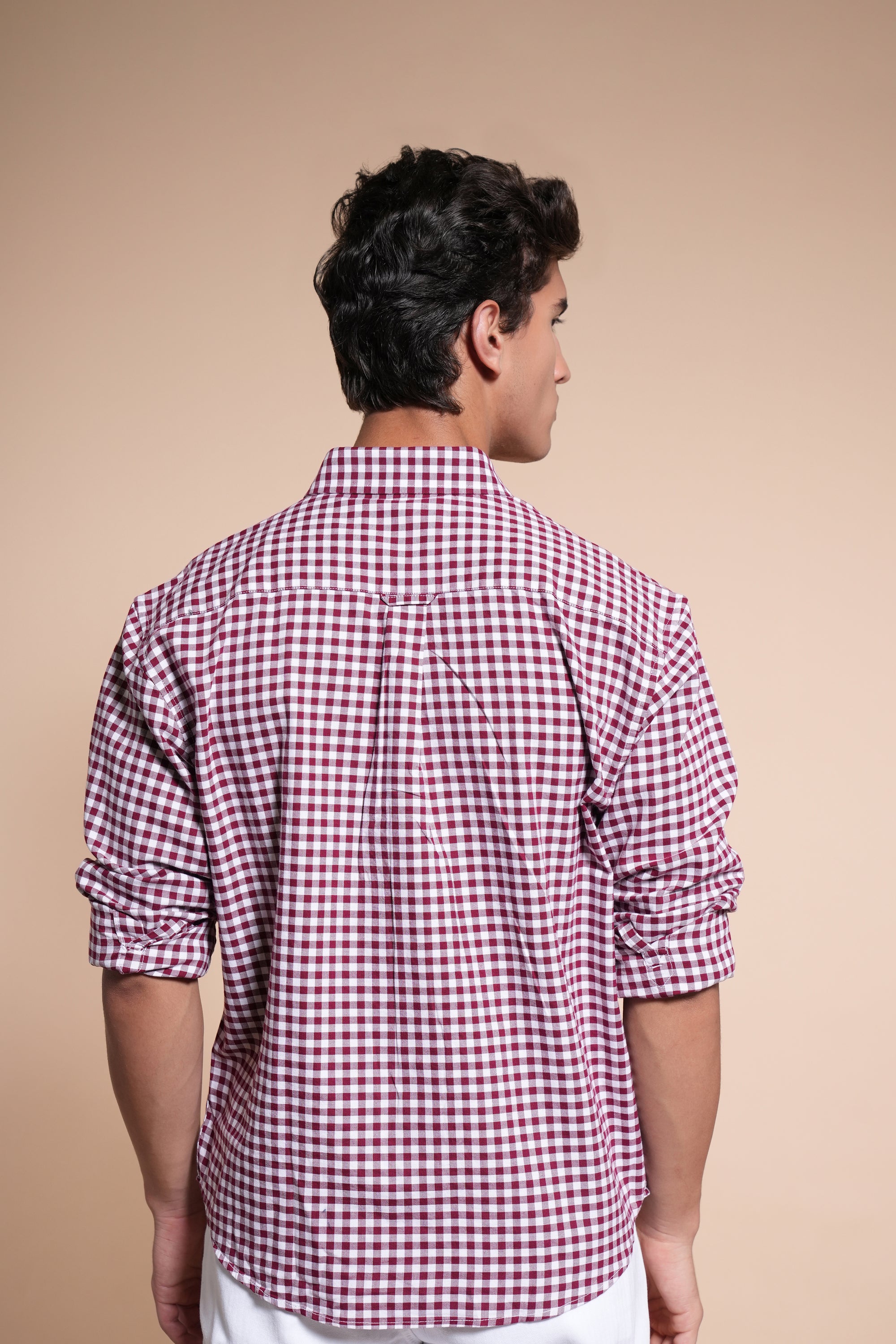 Red Check Relaxed Fit Full Sleeve Shirt
